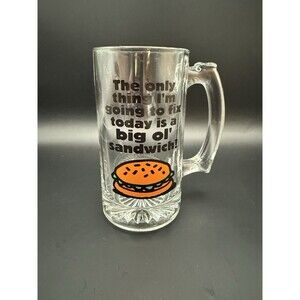 Vintage Hallmark HMK CDS Glass Beer Mug BIG OL’ SANDWICH